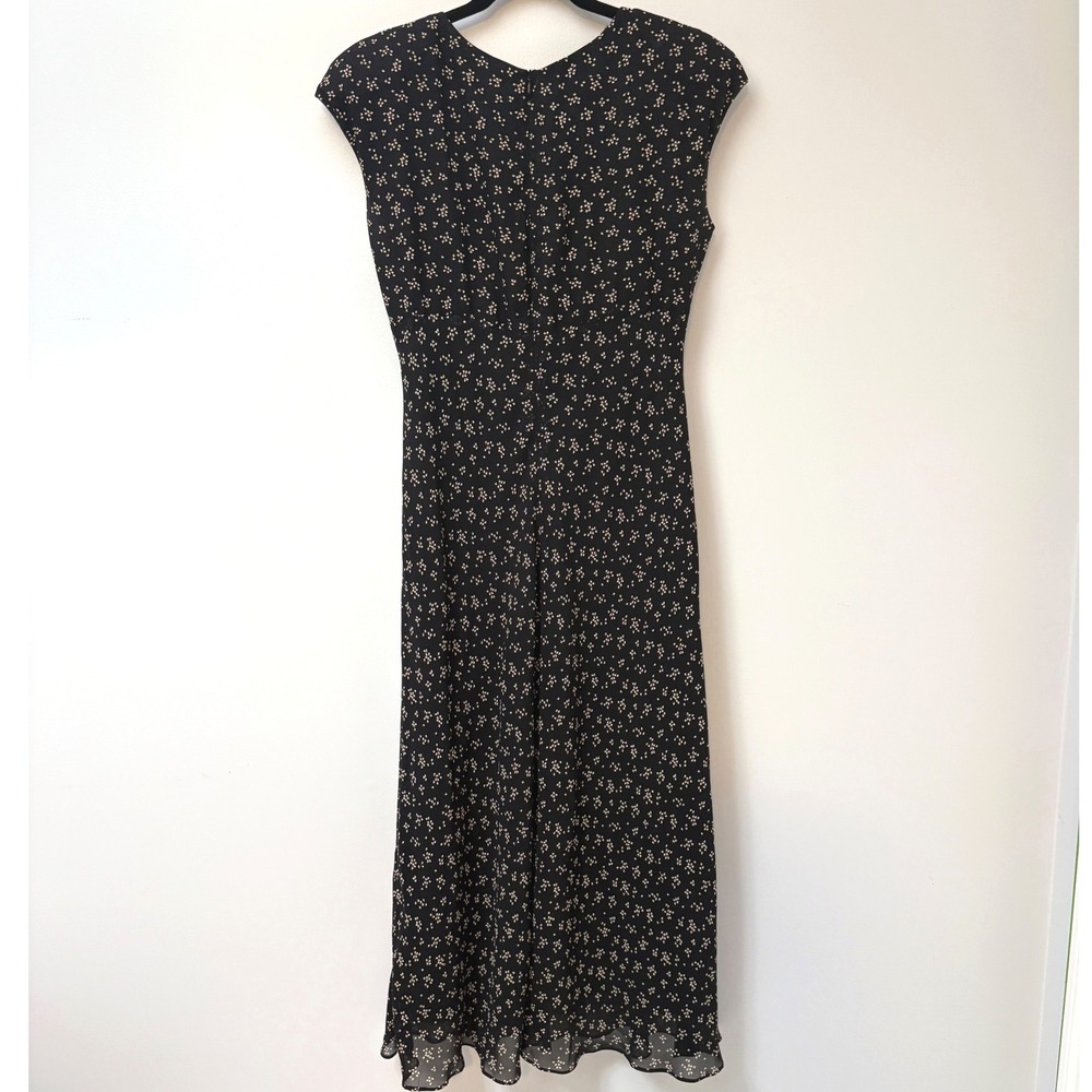 JONES WEAR Black Floral Cap Sleeve V Neck Maxi Dress Size 10 - Picture 4 of 6